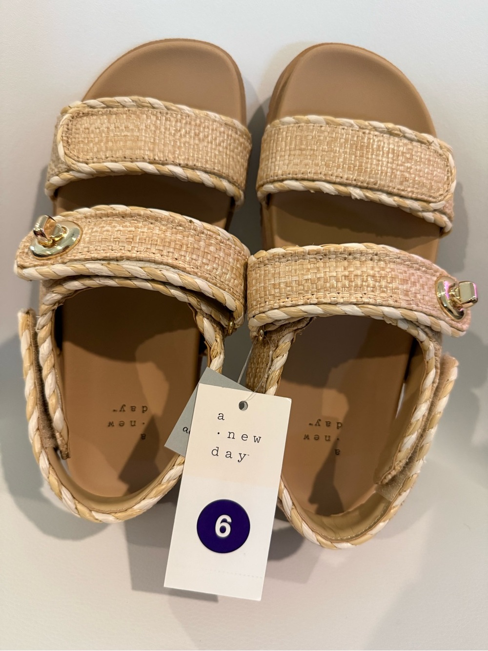 🎃a new day Tan Woven Strap Sandals - Tan